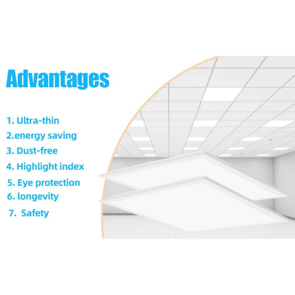 Honbei 2 ft. x 2 ft. 5800 Lumens Integrated LED Panel Light, 5000K2X2 FT Drop Ceiling Flat LED Light Panel, ETL Listed 4 Pack