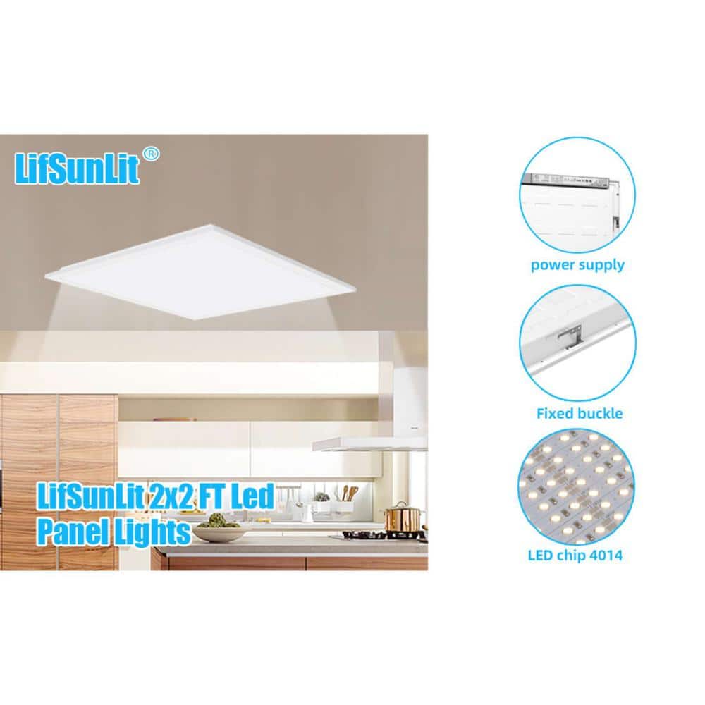Honbei 2 ft. x 2 ft. 5800 Lumens Integrated LED Panel Light, 5000K2X2 FT Drop Ceiling Flat LED Light Panel, ETL Listed 4 Pack
