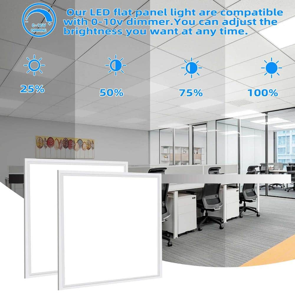 Honbei 2 ft. x 2 ft. 5800 Lumens Integrated LED Panel Light, 5000K 2 x 2 LED Troffer Flat Panel Light ETL Listed (6-Pack)