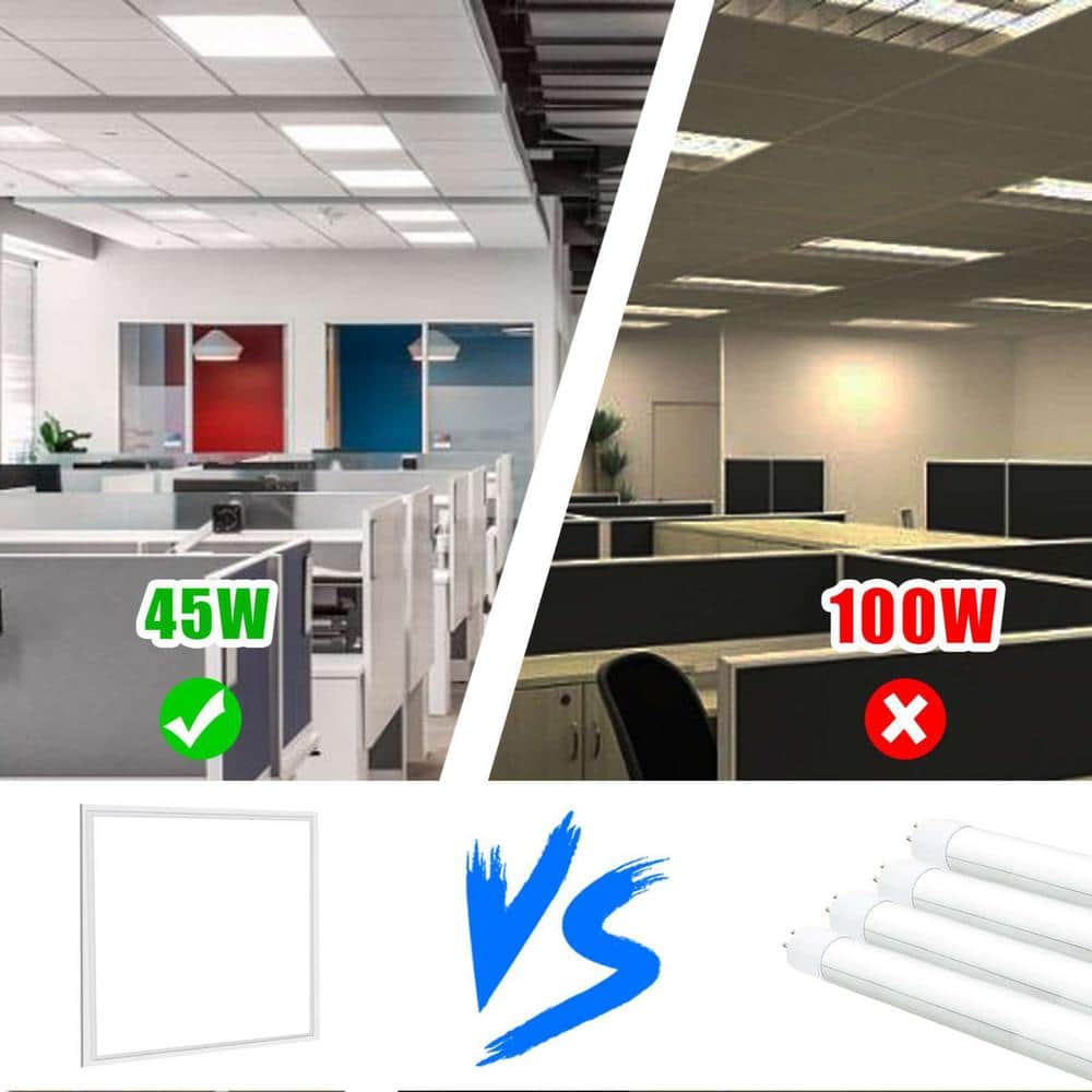 Honbei 2 ft. x 2 ft. 5800 LM Integrated LED Panel Light, 5000K 2 x 2 LED Flat Panel Light Recessed Back-Lit for Office (6-Pack)
