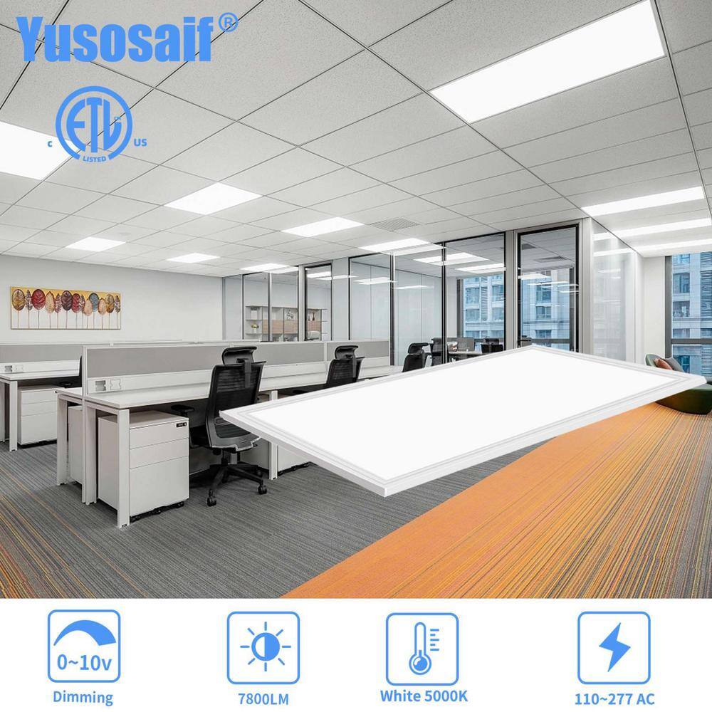 Honbei 2 ft. x 4 ft. 7800 Lumens Integrated LED Panel Light, 5000K LED Flat Panel Light Lay in Fixture for Office (10-Pack)