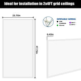 WYZM 2 ft. x 4 ft. 175-Watt Equivalent Integrated White LED Troffer Panel Light 5000K Bright White LED Panel Light (4-Piece)