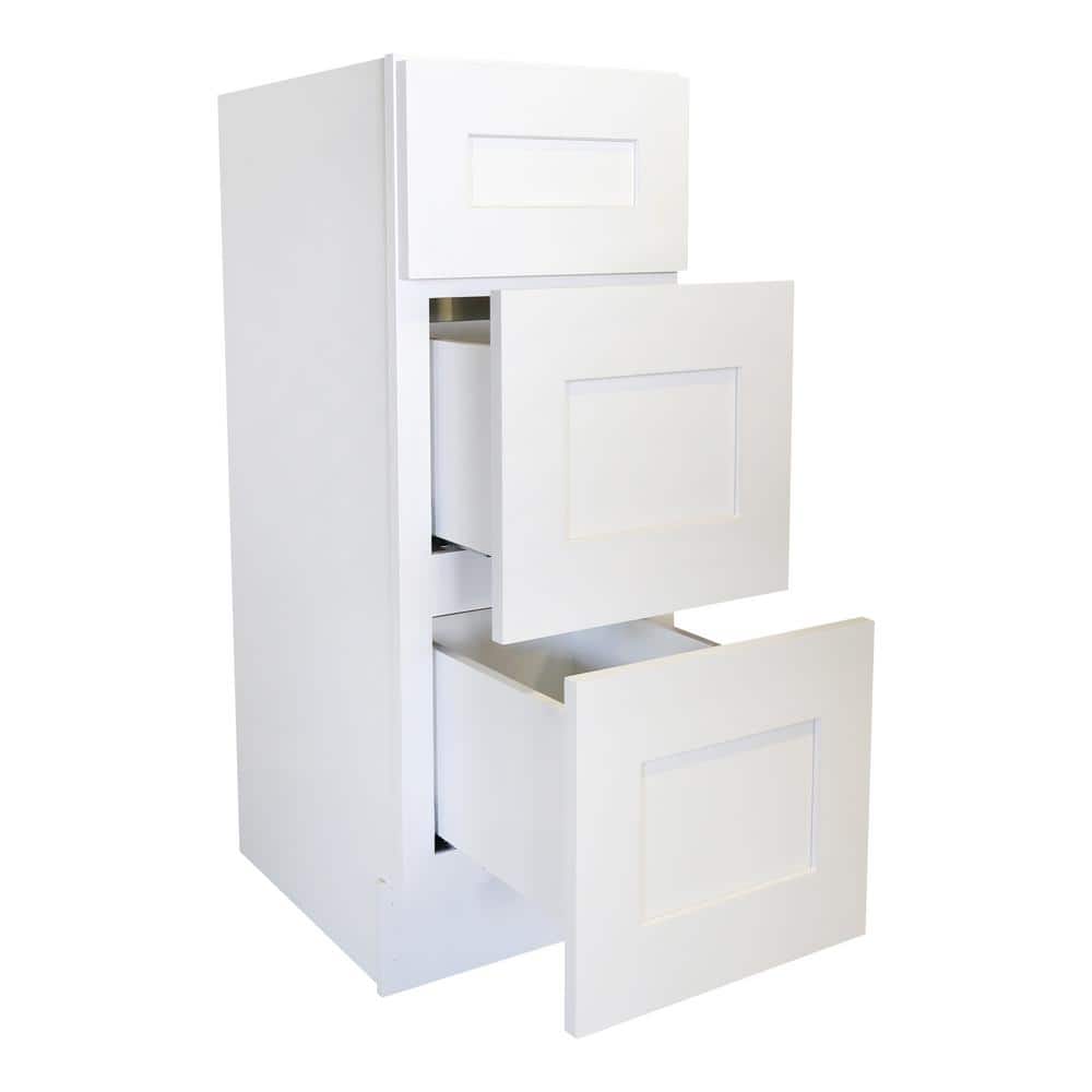 Plywell Ready to Assemble 12x34.5x24 in. Shaker Base with 1 Standard Drawer with 2 Deep Drawers in White