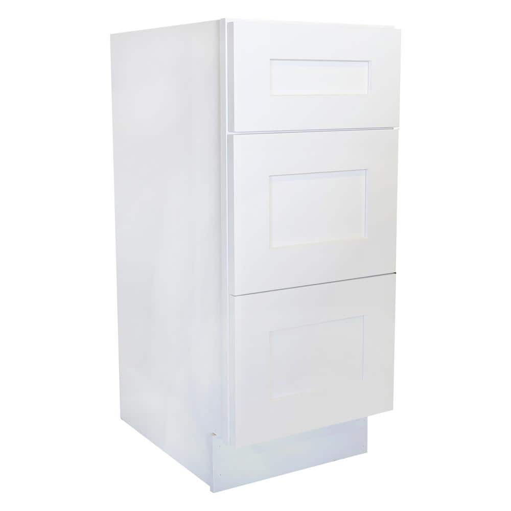 Plywell Ready to Assemble 12x34.5x24 in. Shaker Base with 1 Standard Drawer with 2 Deep Drawers in White