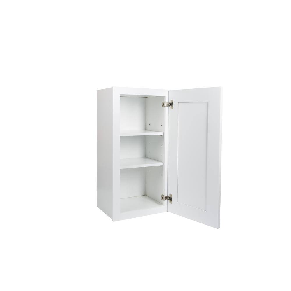 Plywell Ready to Assemble 9x30x12 in. Shaker 1 Door Wall Cabinet with 2-Shelf in White