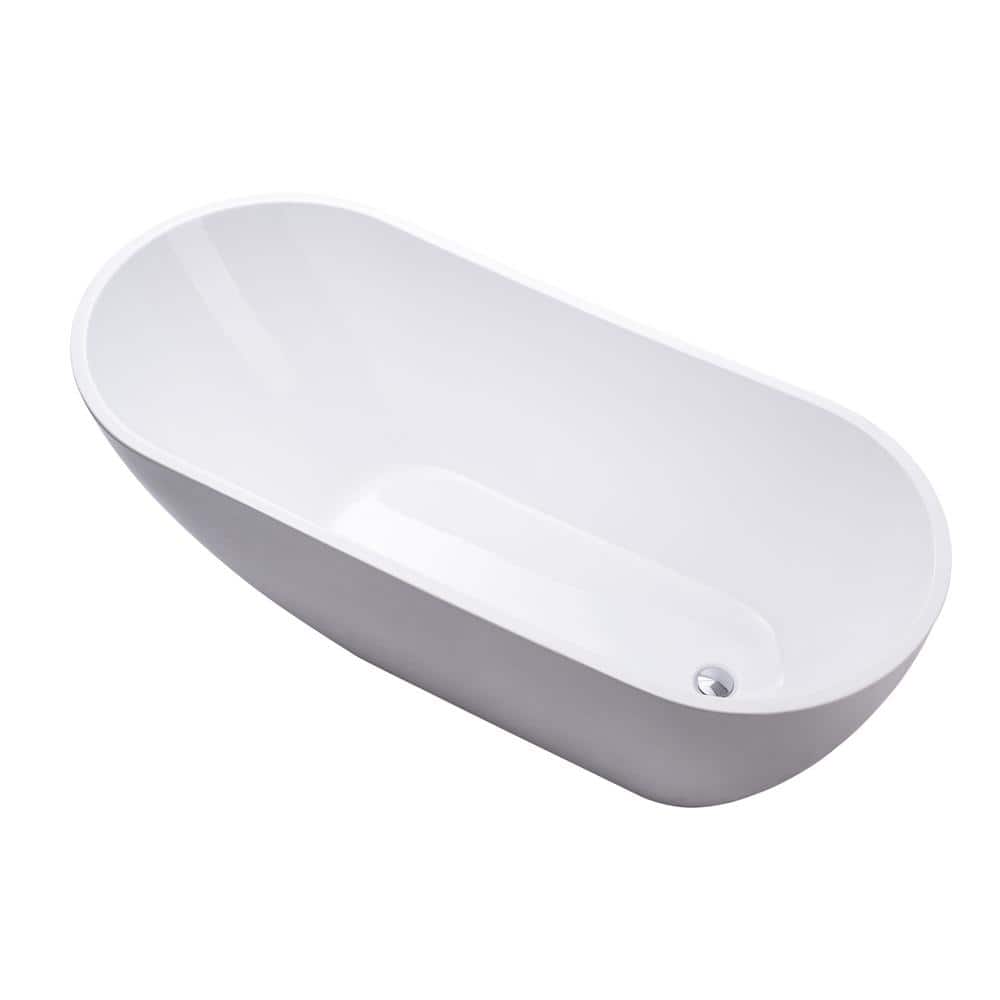 Vanity Art Colombes 67 in. Acrylic Flatbottom Freestanding Bathtub in Pure White
