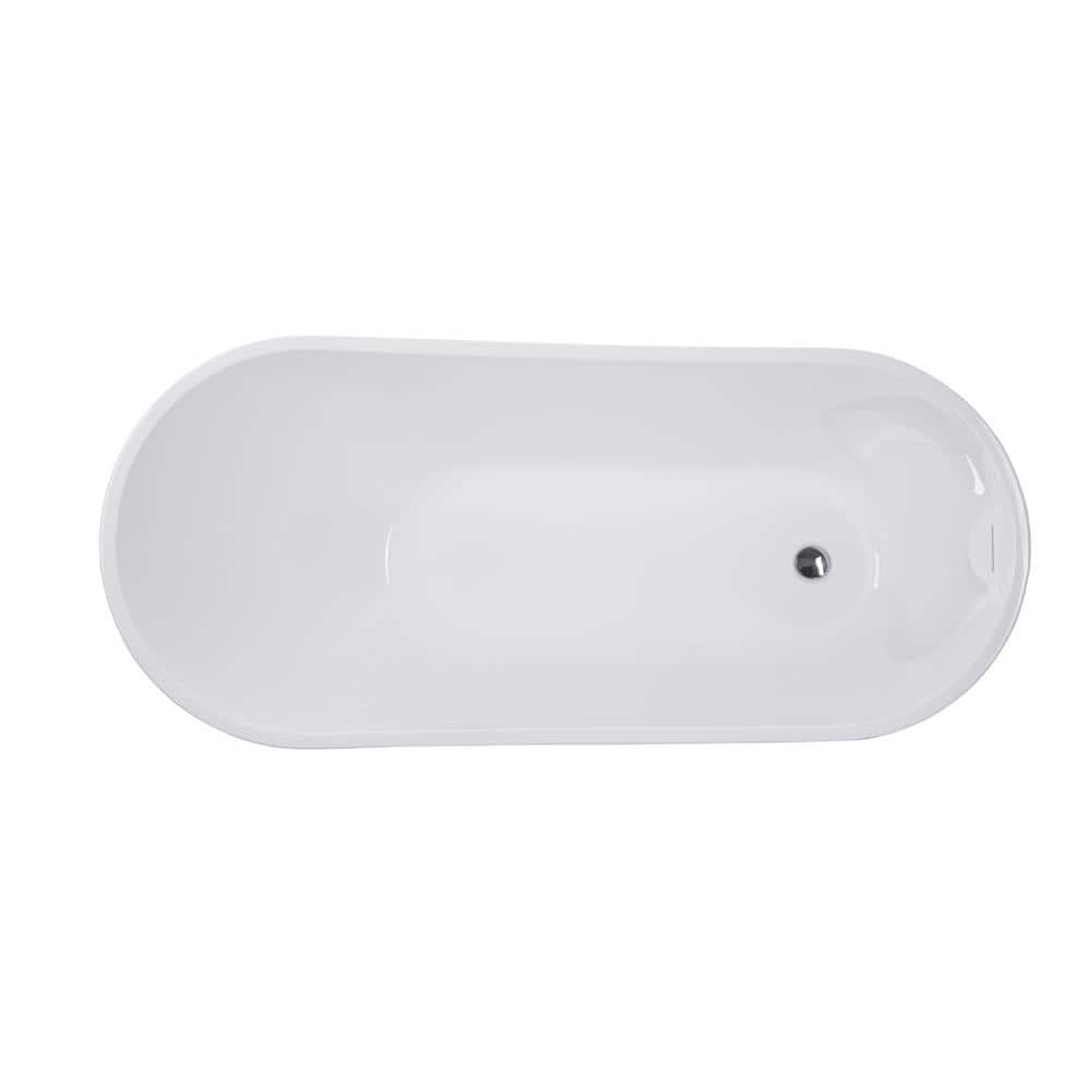 Vanity Art Colombes 67 in. Acrylic Flatbottom Freestanding Bathtub in Pure White