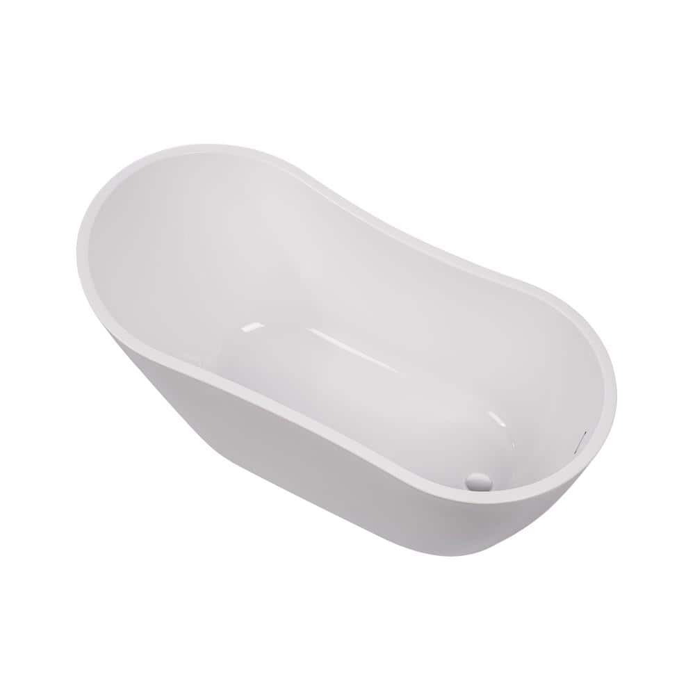Vanity Art Limoges 55 in. Acrylic Flatbottom Bathtub in White/Polished Chrome