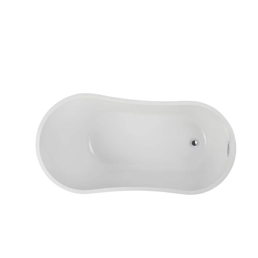 Vanity Art Limoges 55 in. Acrylic Flatbottom Bathtub in White/Polished Chrome