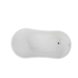 Vanity Art Limoges 55 in. Acrylic Flatbottom Bathtub in White/Polished Chrome