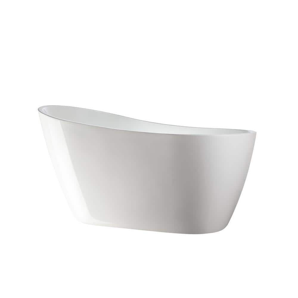Vanity Art Limoges 55 in. Acrylic Flatbottom Bathtub in White/Polished Chrome