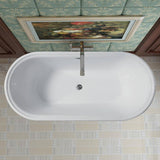 Vanity Art Versailles 59 in. Acrylic Flatbottom Freestanding Bathtub in White/Polished Chrome