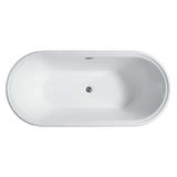 Vanity Art Versailles 59 in. Acrylic Flatbottom Freestanding Bathtub in White/Polished Chrome