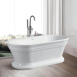 Vanity Art Versailles 59 in. Acrylic Flatbottom Freestanding Bathtub in White/Polished Chrome