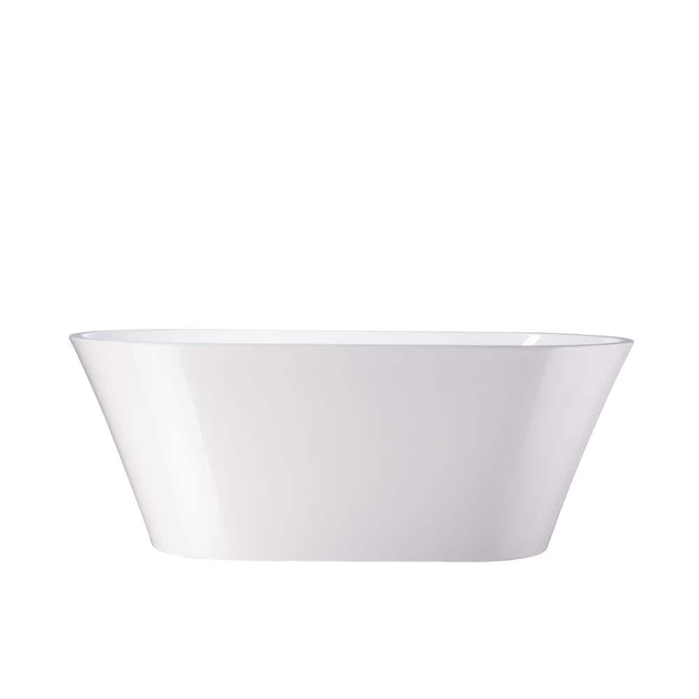 Vanity Art Antony 63 in. Acrylic Flatbottom Freestanding Bathtub in White
