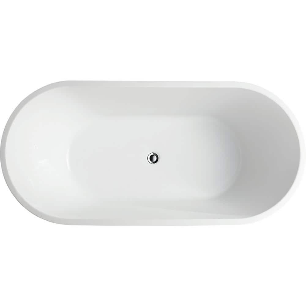 Vanity Art Antony 63 in. Acrylic Flatbottom Freestanding Bathtub in White