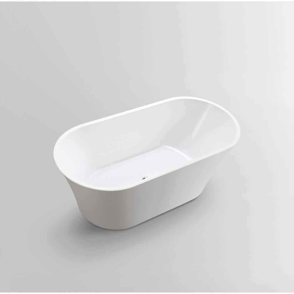Vanity Art Antony 63 in. Acrylic Flatbottom Freestanding Bathtub in White