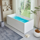 Vanity Art 59 in. Acrylic Flatbottom Freestanding Bathtub in White/Polished Chrome