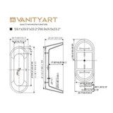 Vanity Art 67 in. Acrylic Flatbottom Freestanding Bathtub in White/Polished Chrome