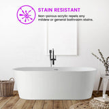 Vanity Art 67 in. Acrylic Flatbottom Freestanding Bathtub in White/Polished Chrome
