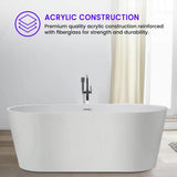 Vanity Art 67 in. Acrylic Flatbottom Freestanding Bathtub in White/Polished Chrome