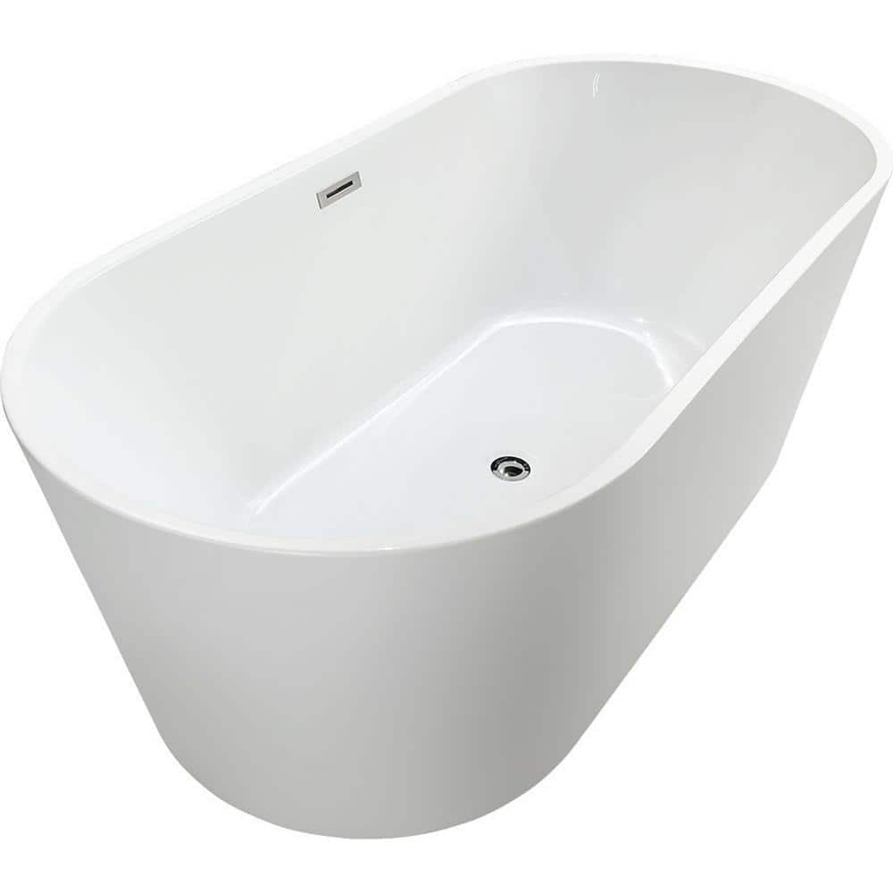 Vanity Art 67 in. Acrylic Flatbottom Freestanding Bathtub in White/Polished Chrome
