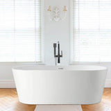 Vanity Art 67 in. Acrylic Flatbottom Freestanding Bathtub in White/Polished Chrome