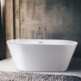Vanity Art Domme 59 in. x 29.5 in. Soaking Bathtub with Center Drain in White/Polished Chrome