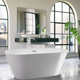 Vanity Art Domme 59 in. x 29.5 in. Soaking Bathtub with Center Drain in White/Polished Chrome