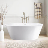 Vanity Art Domme 59 in. x 29.5 in. Soaking Bathtub with Center Drain in White/Polished Chrome