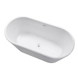 Vanity Art Domme 59 in. x 29.5 in. Soaking Bathtub with Center Drain in White/Polished Chrome