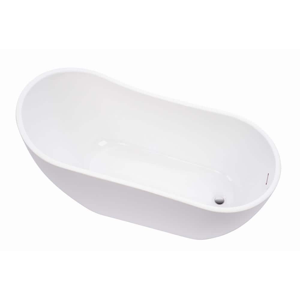 Vanity Art Clermont 59 in. Acrylic Freestanding Flatbottom Bathtub in White