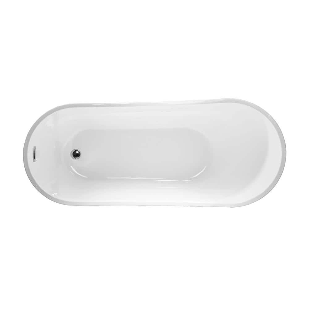 Vanity Art Clermont 59 in. Acrylic Freestanding Flatbottom Bathtub in White