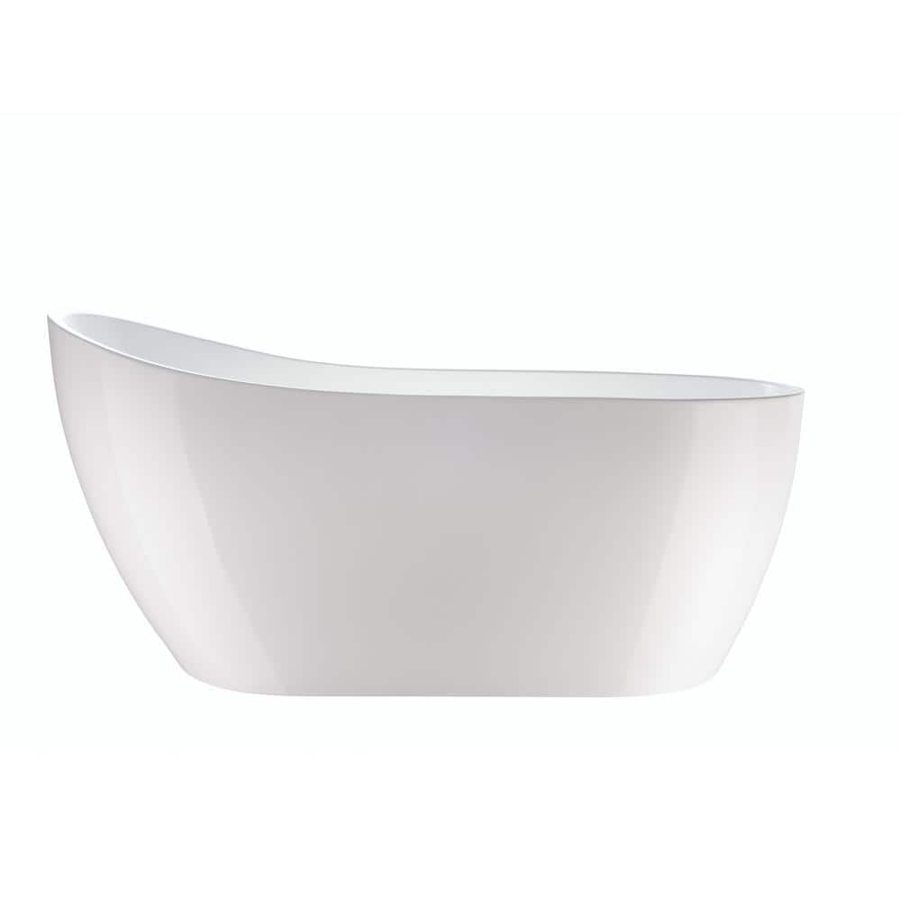 Vanity Art Clermont 59 in. Acrylic Freestanding Flatbottom Bathtub in White