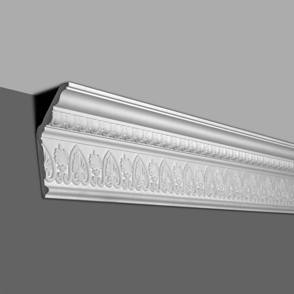 American Pro Decor 6-1/2 in. x 2-1/2 in. x 96 in. Egg and Dart with Leaves Polyurethane Crown Moulding Pro Pack 16 LF (2-Pack)