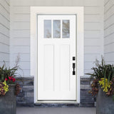 Steves & Sons 36 in. x 80 in. Legacy Series 3 Lite Clear Glass Left-Hand Inswing Primed Fiberglass Prehung Front Door