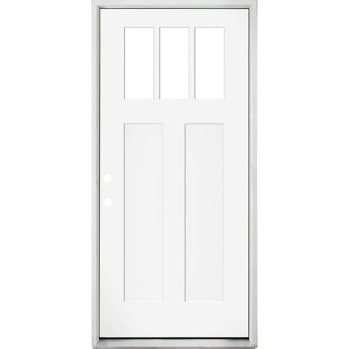 Steves & Sons Legacy Series Fiberglass Front Door, Black, Single Inswing, Bronze Hinges, 37-1/2 in. x 81-1/2 in.