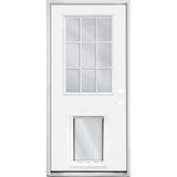 Steves & Sons 36 in. x 80 in. Reliant Series White Primed Left-Hand Inswing 9-Lite Clear Fiberglass Prehung Back Door with XL Pet Door