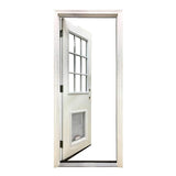Steves & Sons 36 in. x 80 in. Reliant Series White Primed Left-Hand Inswing 9-Lite Clear Fiberglass Prehung Back Door with XL Pet Door