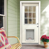 Steves & Sons 36 in. x 80 in. Reliant Series White Primed Left-Hand Inswing 9-Lite Clear Fiberglass Prehung Back Door with XL Pet Door
