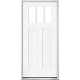 Steves & Sons 36 in. x 80 in. Legacy 3 Lite Toplite Clear Glass Right-Hand Inswing White Primed Fiberglass Prehung Front Door