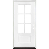 Steves & Sons 36 in. x 80 in. Legacy 6 Lite 3/4 Lite Clear Glass Right-Hand Inswing White Primed Fiberglass Prehung Front Door