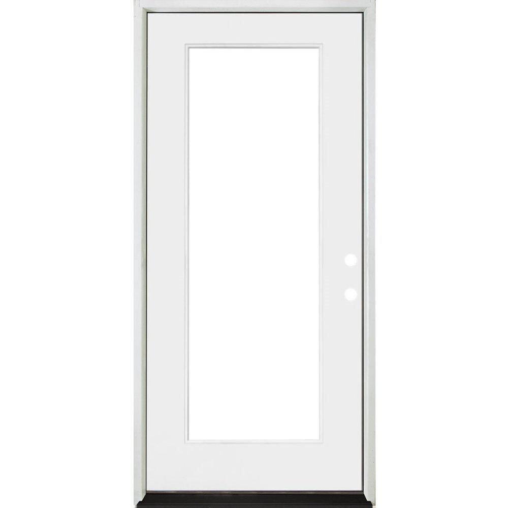 Steves & Sons 32 in. x 80 in. Legacy Full Lite Clear Glass Right-Hand Inswing White Primed Fiberglass Prehung Front Door