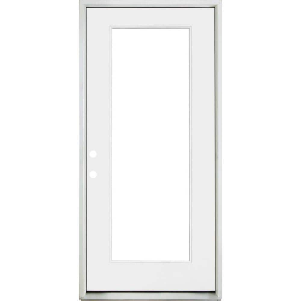 Steves & Sons 36 in. x 80 in. Legacy Series Full Lite Clear Glass Right-Hand Inswing White Primed Fiberglass Prehung Front Door