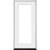 Steves & Sons 36 in. x 80 in. Legacy Series Full Lite Clear Glass Right-Hand Inswing White Primed Fiberglass Prehung Front Door