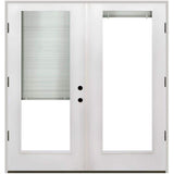 64 in. x 80 in. Reliant Series White Primed Fiberglass Prehung Right-Hand Inswing Mini Blind Patio Door