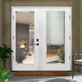 64 in. x 80 in. Reliant Series White Primed Fiberglass Prehung Right-Hand Inswing Mini Blind Patio Door