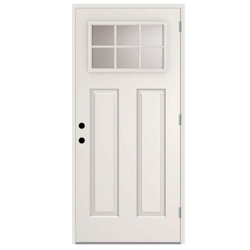 Steves & Sons 36 in. x 80 in. Element 6 Lite Left-Hand Outswing White Primed Steel Prehung Front Door with 4-9/16 in. Frame