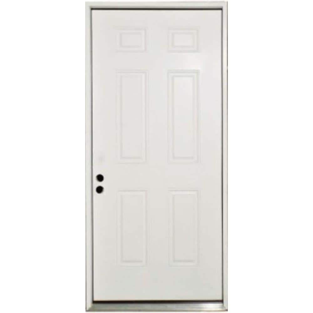Element 36 in. x 80 in. 6-Panel Right-Hand Inswing Primed White Steel Prehung Front Door with Brickmold