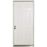 Element 36 in. x 80 in. 6-Panel Right-Hand Inswing Primed White Steel Prehung Front Door with Brickmold